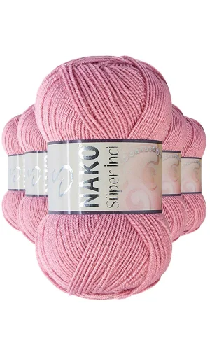 5 Adet Süper İnci El Örgü İpi 100 gr Gül Kurusu 275