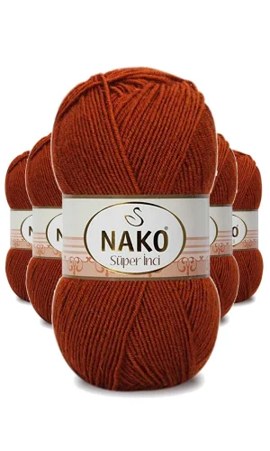 5 Adet Süper İnci El Örgü İpi 100 gr Kiremit 6679