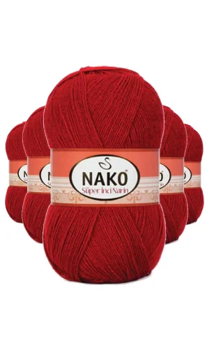 5 Adet Süper İnci El Örgü İpi 100 gr Koyu Kırmızı 1175