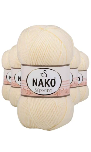 5 Adet Süper İnci El Örgü İpi 100 gr Krem 256