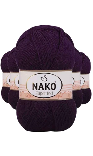 5 Adet Süper İnci El Örgü İpi 100 gr Mor 3260