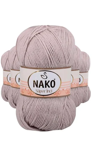 5 Adet Süper İnci El Örgü İpi 100 gr Pembeli Gri 3079