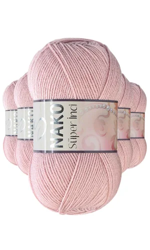 5 Adet Süper İnci El Örgü İpi 100 gr Pembemsi Pudra 10275