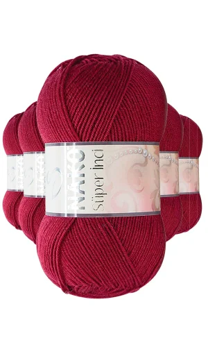 5 Adet Süper İnci El Örgü İpi 100 gr Vişne Çürüğü 3630