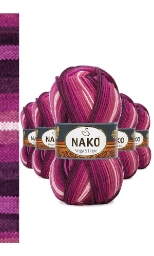 5 Adet Vega Stripe Premium Akrilik El Örgü İpi Yünü No: 82413