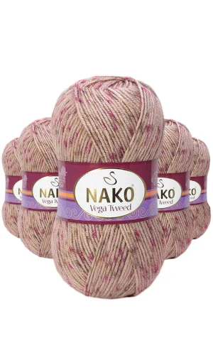5 Adet Vega Tweed Premium Akrilik El Örgü İpi Yünü No: 31758