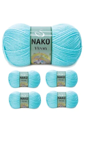 5 Adet Vizon Premium Akrilik El Örgü İpi Yünü Renk No:10535 Açık Turkuaz