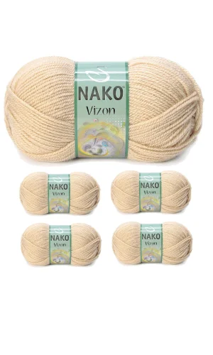 5 Adet Vizon Premium Akrilik El Örgü İpi Yünü Renk No:219 Deve Tüyü