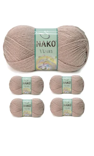 5 Adet Vizon Premium Akrilik El Örgü İpi Yünü Renk No:257 Sütlü Kahve