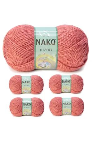 5 Adet Vizon Premium Akrilik El Örgü İpi Yünü Renk No:2574 Gül Kurusu