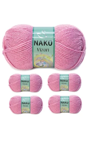 5 Adet Vizon Premium Akrilik El Örgü İpi Yünü Renk No:275 Gül Kurusu