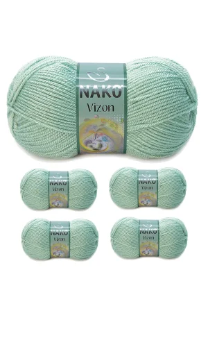 5 Adet Vizon Premium Akrilik El Örgü İpi Yünü Renk No:292 Çağla Yeşil