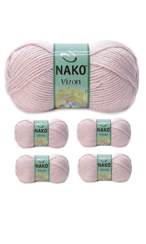 5 Adet Vizon Premium Akrilik El Örgü İpi Yünü Renk No:318 Gül Goncası