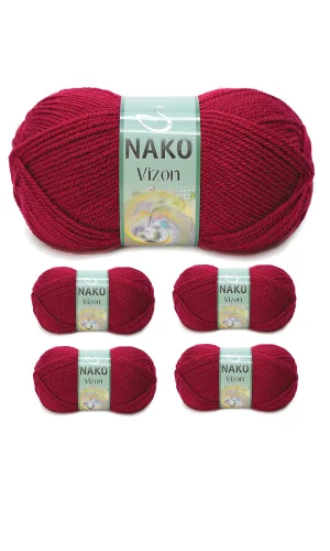 5 Adet Vizon Premium Akrilik El Örgü İpi Yünü Renk No:3630 Vişne Çürüğü