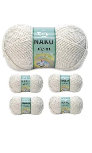 5 Adet Vizon Premium Akrilik El Örgü İpi Yünü Renk No:6383 Mantar Beji