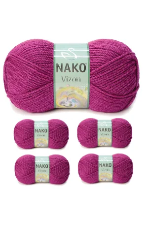 5 Adet Vizon Premium Akrilik El Örgü İpi Yünü Renk No:6964 Küpeli