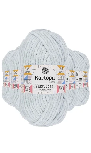 5 Adet Yumurcak Kadife El Örgü İpi Açık Gri K919