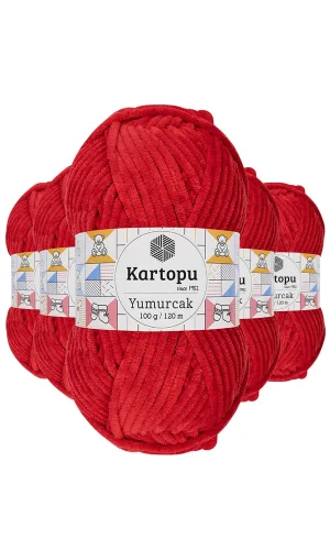 5 Adet Yumurcak Kadife El Örgü İpi Açık Kırmızı K165