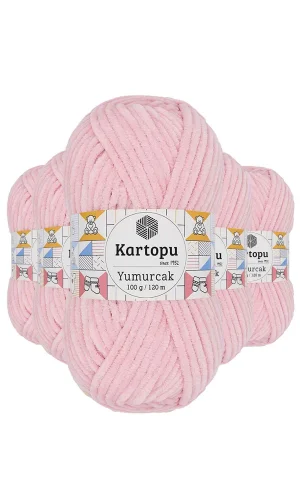 5 Adet Yumurcak Kadife El Örgü İpi Bebe Pembe K768