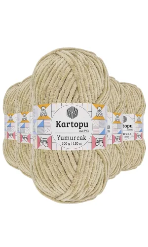 5 Adet Yumurcak Kadife El Örgü İpi Bej K856