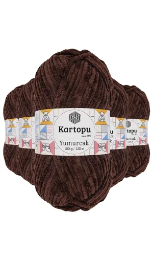 5 Adet Yumurcak Kadife El Örgü İpi Kahverengi K818