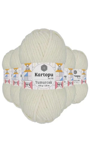 5 Adet Yumurcak Kadife El Örgü İpi Kırık Beyaz K011