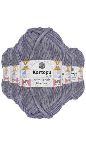 5 Adet Yumurcak Kadife El Örgü İpi Koyu Gri K951