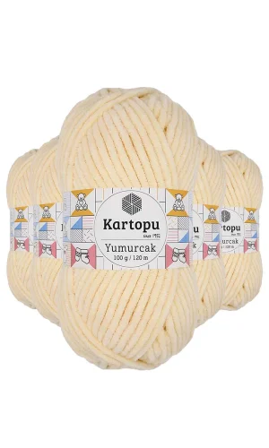 5 Adet Yumurcak Kadife El Örgü İpi Koyu Krem K349