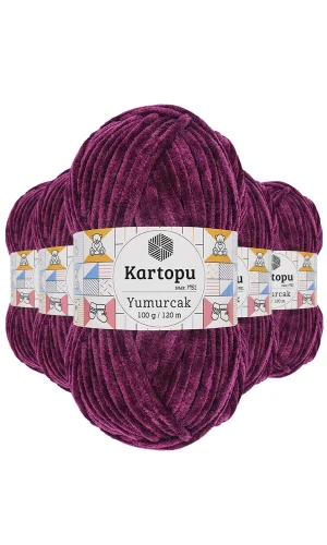 5 Adet Yumurcak Kadife El Örgü İpi Mürdüm K726