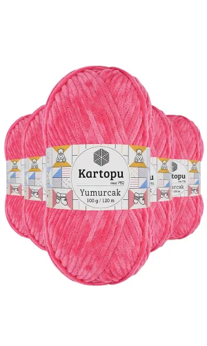 5 Adet Yumurcak Kadife El Örgü İpi Pembe K798