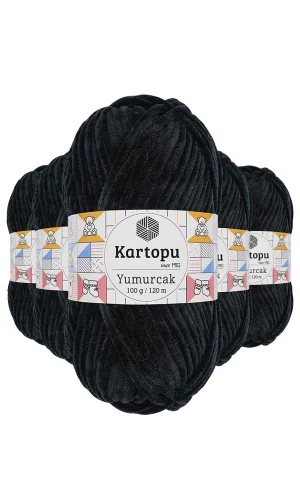 5 Adet Yumurcak Kadife El Örgü İpi Siyah K940