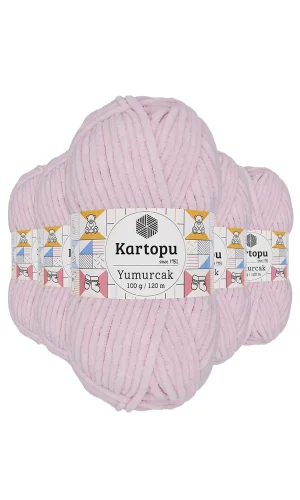 5 Adet Yumurcak Kadife El Örgü İpi Toz Pembe K1562