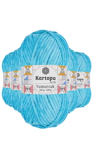 5 Adet Yumurcak Kadife El Örgü İpi Turkuaz K515