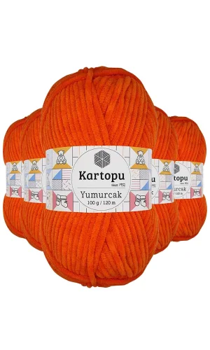 5 Adet Yumurcak Kadife El Örgü İpi Turuncu K205