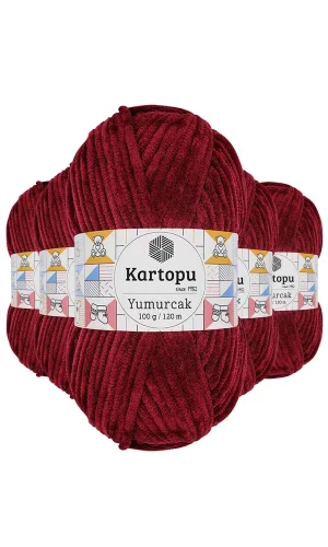 5 Adet Yumurcak Kadife El Örgü İpi Vişne Çürüğü K106