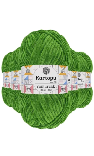 5 Adet Yumurcak Kadife El Örgü İpi Yeşil K469