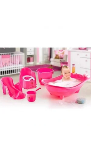 5 Parça Oturaklı Bebek Bakım Yıkama Seti Pembe