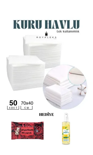 50 Adet Tek Kullanımlık Havlu Hasta Bakım Bebek Bakım Manikür Pedikür Havlusu HEDİYELİ