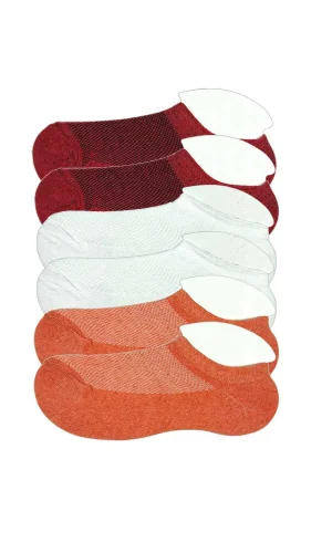 6 Adet Çocuk Sneaker Patik Çorap Bordo Beyaz Turuncu