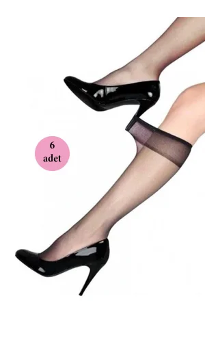 6 Adet Fit Dizaltı Çorap 15 denye 500 Siyah