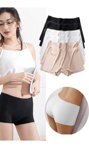 6 Adet Kadın Dikişsiz Görünmez İz Yapmaz Mini Şort Boxer Siyah Beyaz Ten