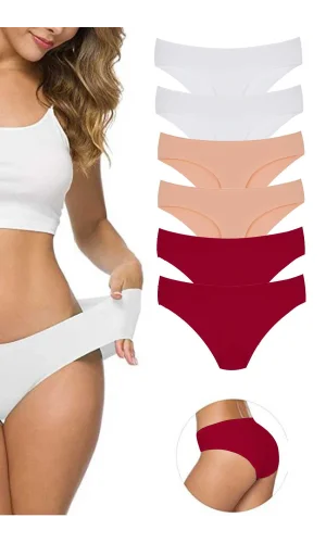 6 Adet Kadın Dikişsiz Lazer Kesim Esnek İz yapmayan Külot S10