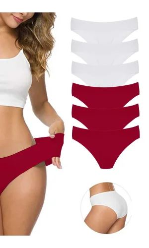 6 Adet Kadın Dikişsiz Lazer Kesim Esnek İz yapmayan Külot S6