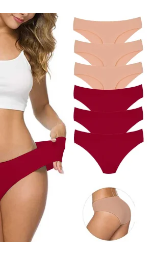 6 Adet Kadın Dikişsiz Lazer Kesim Esnek İz yapmayan Külot S7