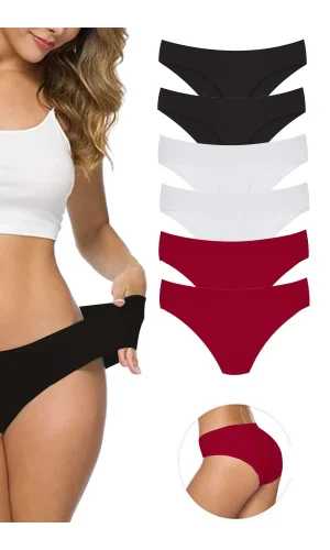 6 Adet Kadın Dikişsiz Lazer Kesim Esnek İz yapmayan Külot S8