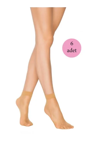 6 Adet Kadın Ten Süper 15 Mat Soket Çorap Ten