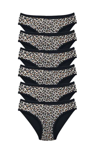 6 Adet Leopar Desenli Likralı Yumuşak Dokulu Kadın Slip Külot