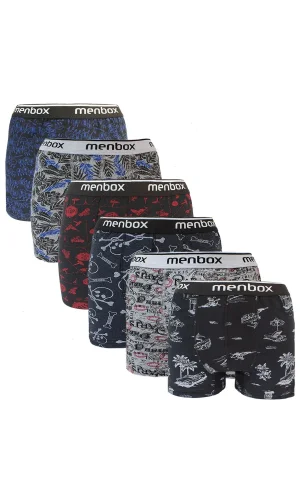 6 Adet Likralı Erkek Boxer Karışık Desenli Pamuklu