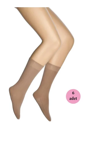 6 Adet Masaj Kadın Çorap Bronz 38