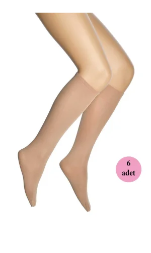 6 Adet Mikro 70 Dizaltı Kadın Çorap Ten 57